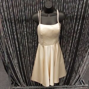 Champagne Satin A-Line Dress w/ Pockets